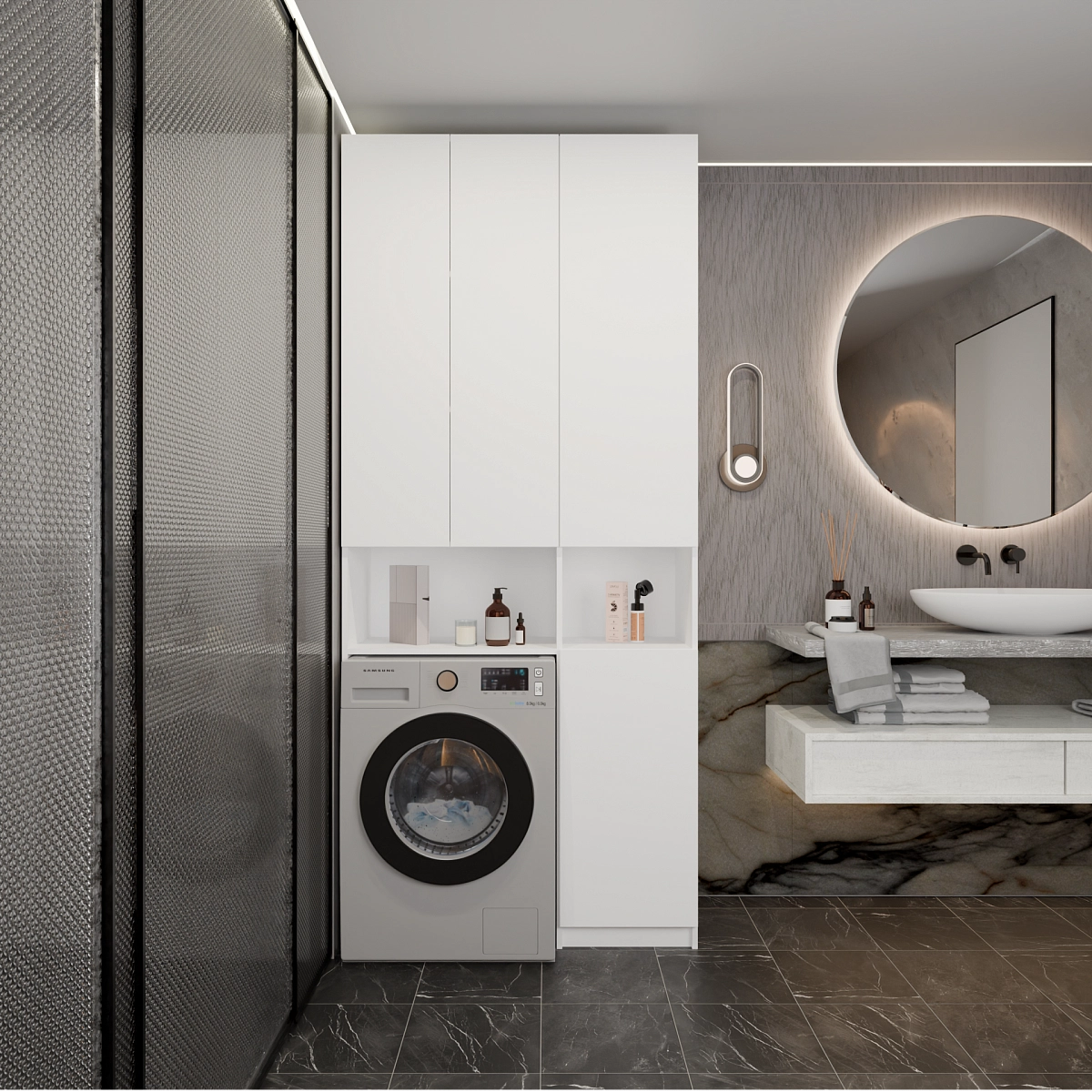 Шкаф-пенал 3 ниши, с полками Тевос Белый