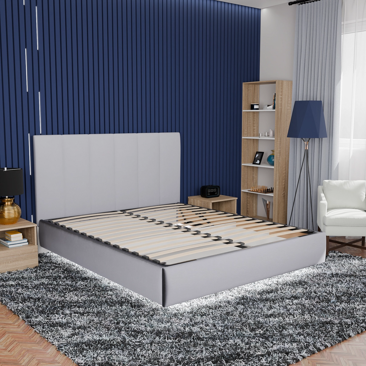 Кровать с подъемным механизмом Диона Серая 160х200 (stream24)